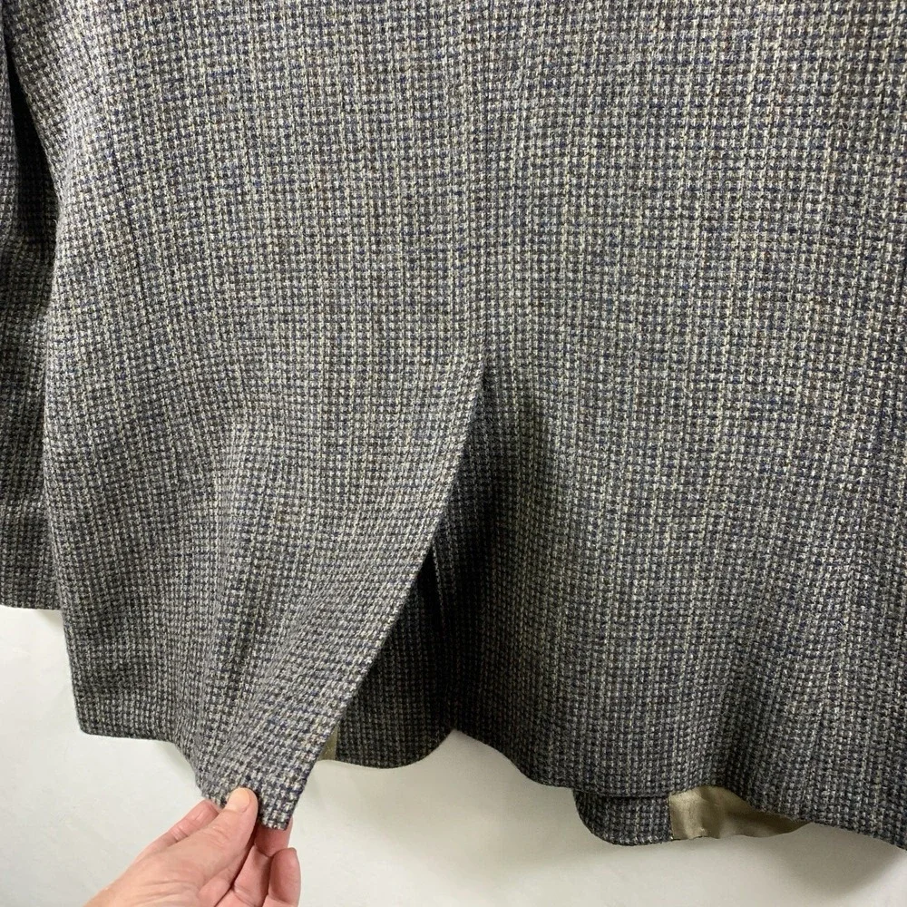 VTG 70s Mens Unstructured Wool Tweed Micro Check Sport Coat Size 40 42R Ivy Prep